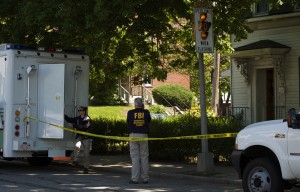 FBI agent on sidewalk