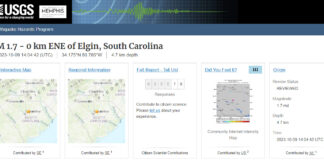 Another Aftershock Rattles Small Town West of Charleston – The 65th Elgin Earthquake In 2 Years