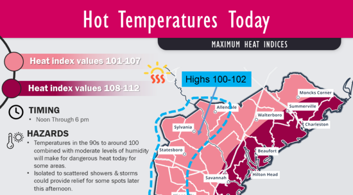 Charleston Heat Advisory Issued: Heat Index to Climbing To 112 Degrees Today