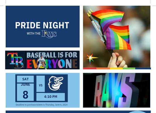 Tampa Bay Rays Host Pride Night on June 8th
