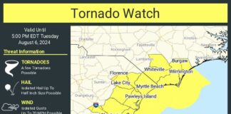 Tornado Watch Issued For Charleston As Debby Slowly Floats Across The Carolinas