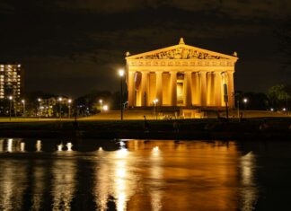 Nashville’s Parthenon Is Throwing an Adults-Only Halloween Party After Dark The exterior of Nashville's Parthenon in evening light, photographed by Brian Morin; file photograph.