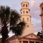 Charleston’s 186-Foot St. Michael’s Steeple Has an Earthquake Story Behind Its 275-Year Milestone St. Michael’s Church and its white steeple at Meeting and Broad streets in Charleston, photographed at sunset in August 2012.