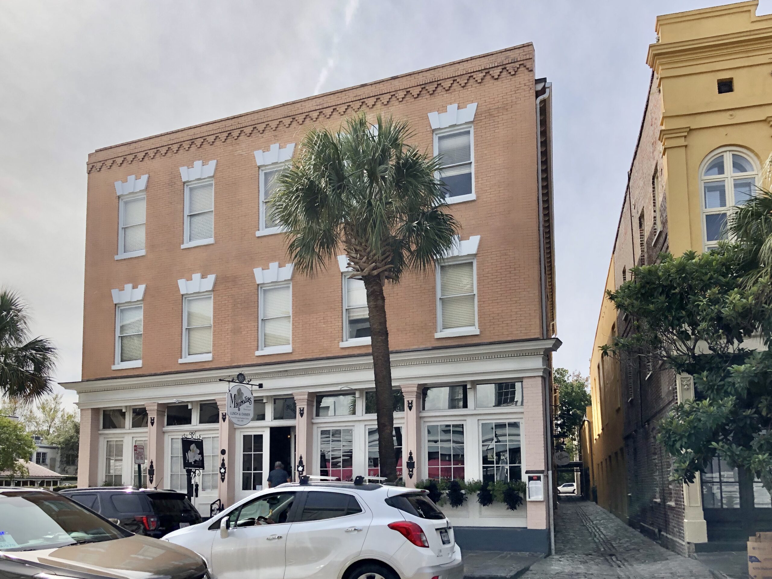 Cars along East Bay Street in Charleston's French Quarter in October 2019; location file photo, not the new ParkMobile installation.